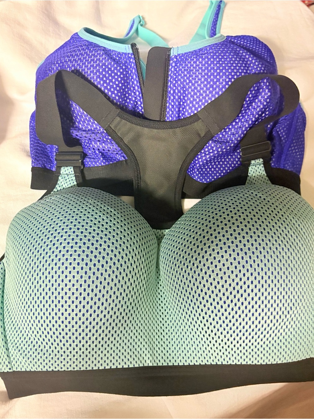 2 Victoria's Secret Light Blue Mesh Racerback Sports Bra / purse mesh